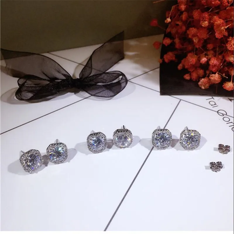 choucong Elegant Stud earring AAAAA cz Stone Real 925 Sterling silver Statement Party Wedding Earrings for women jewelry | Украшения и