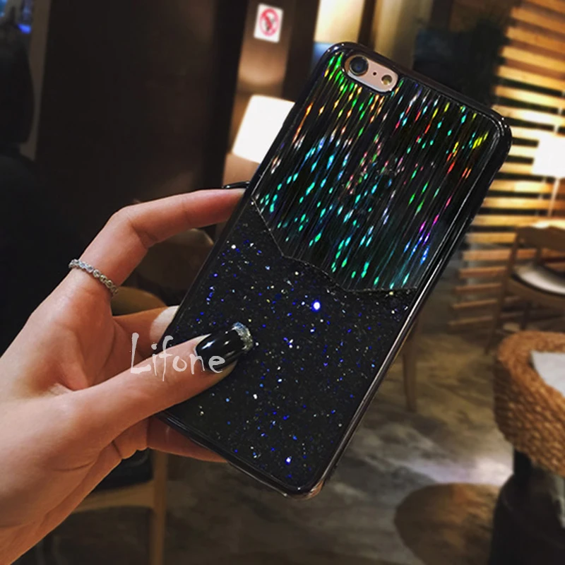 Kerzzil Shining Plating Laser Sequins Colorful Soft Case for iPhone 8 7 6 6S Plus Phone Silicone Cover Back |