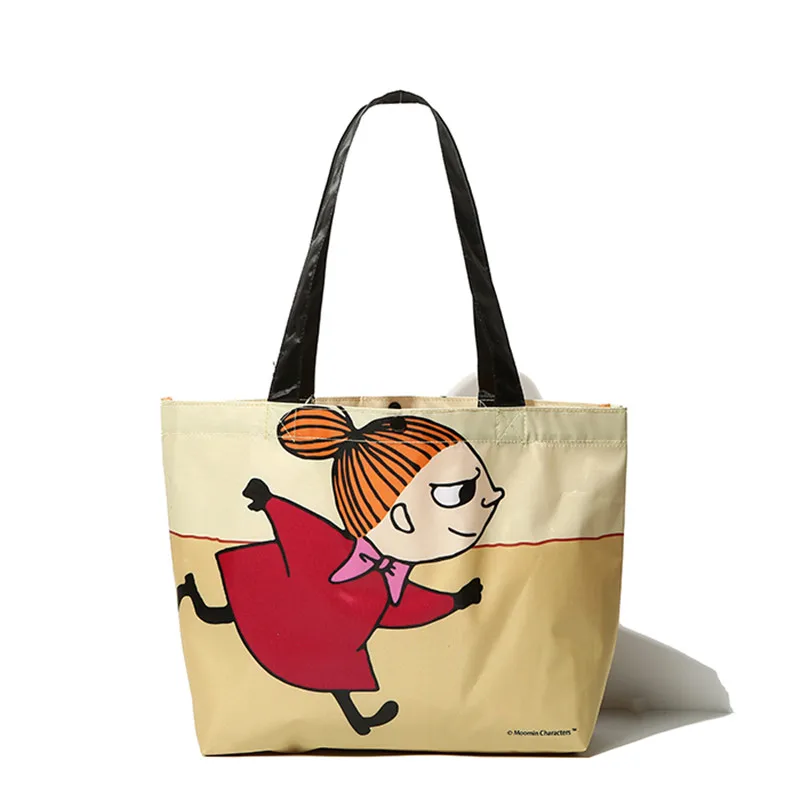 Высокое качество Moomin Большая вместительная переносная Экологичная сумка на одно плечо, ручная сумка в полоску для больших девочек, Повседневная сумка через плечо