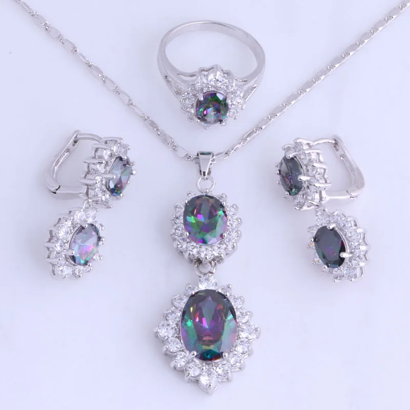 Женский ювелирный комплект из колье и серёг с белым фианитом|colorful jewelry sets|jewelry