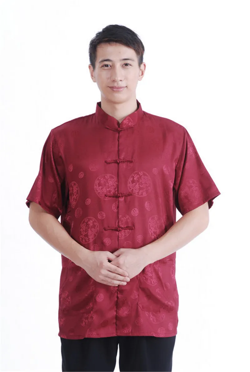 

Shanghai Story 2018 hot sale Tang Costume silk shirt Traditional Chinese satin shirt mens Tang suit mandarin collar shirt M2065