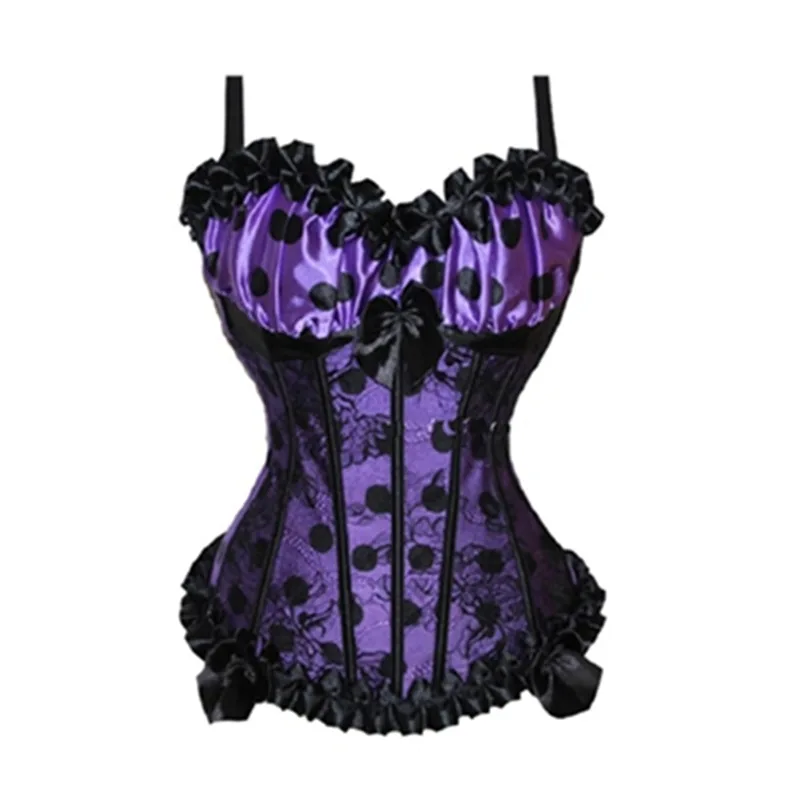 Женский корсет с бантом кружевной в горошек большие размеры|women corset|corset overbustfashion