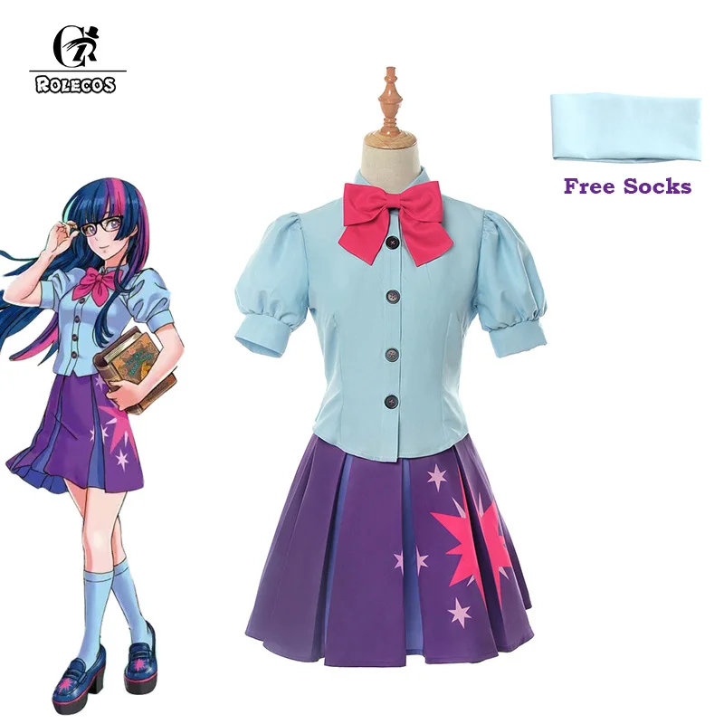 ROLECOS Аниме Костюм радуга Пони Косплей Сумеречная Искорка косплей костюм женская