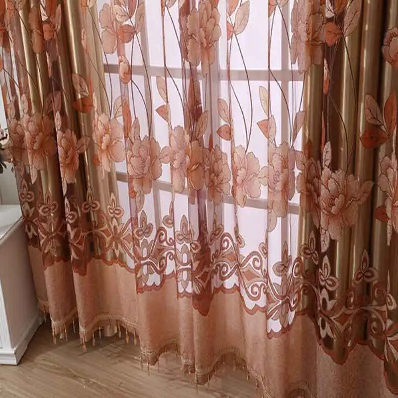 Плотные кружевные занавески из тонкой ткани с принтом лотоса тюлевые на окна