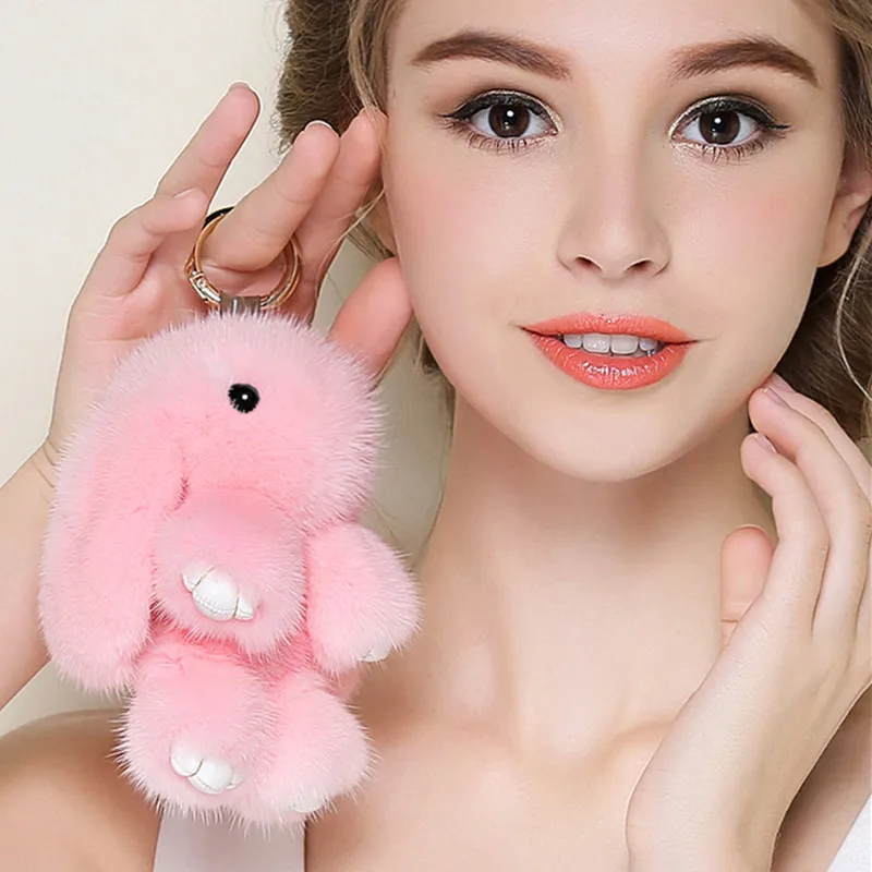 Fancy& Fantasy милые животные искусственный мех кролика брелок помпон брелок для женщин брелок для ключей кролик игрушка кукла сумка автомобиль брелок монстр