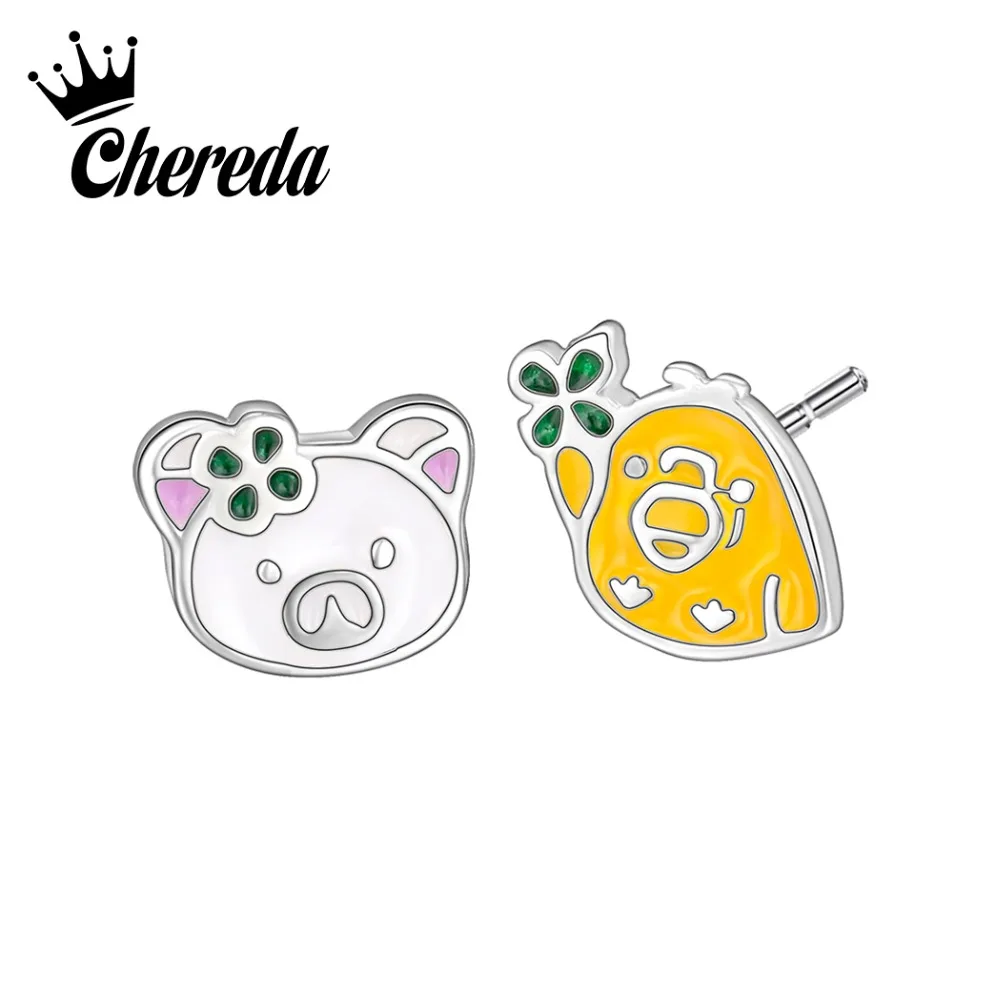 

Chereda Cute Pig Shape Stud Earring for Women Silver Tiny Small Delicate Children Earrings Office Classroom Fashion Earring