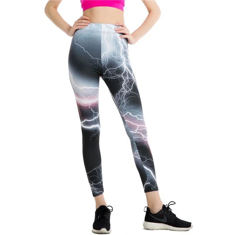 Женские Эластичные Легинсы из молочного шелка с принтом повседневные для