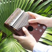 17 key kalimba acacia wood thumb piano with shell inlay seven leaf flower mbira natural mini keyboard instrument