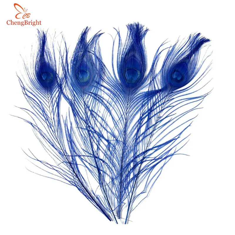 Sapphire Красивые 10-500 шт павлиньи перья 25-30 см натуральный павлиньи перья Diy Ювелирные изделия Свадебные украшения, аксессуары перо ремесла - Цвет: Sapphire