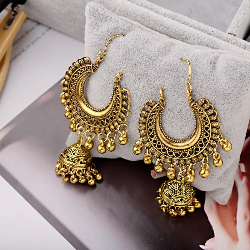 Новинка 2019 Винтажные серьги кисточки в виде колокольчиков Jhumka из Египта для