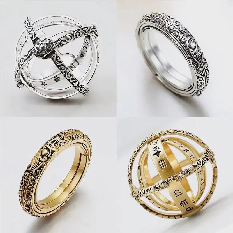 Астрономическое шаровое кольцо, вращающееся, Bijoux, космическое созвездие, кольцо на палец, астрономическое кольцо, ювелирные изделия, аксессуары для женщин и мужчин