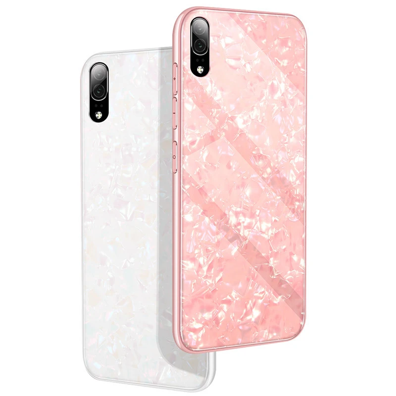 Bling Shell мягкие края чехлы с закаленным стеклом для huawei mate 20 10 Pro P9 P10 P20 Lite Honor 8C 8X Max 10 9 Lite чехол Coque чехол