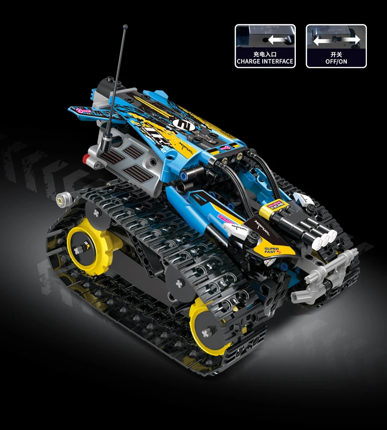 Формы King technic 13036 Rc строительные блоки stunt gp кирпичи rc автомобиль приложение управление Интеллектуальный гусеничный автомобиль трек гоночный автомобиль