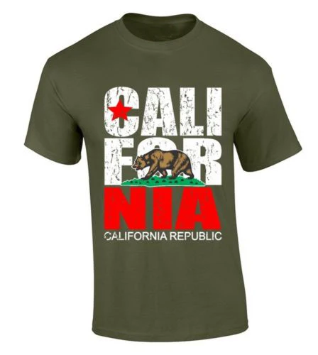 Калифорнийская Республика Т Рубашки мужчин Несет государство Флага призыв NIA