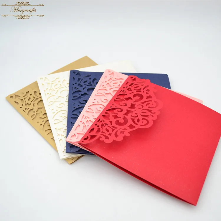 New Arrival Pocket Design Tri Folded Laser Cut Wedding Invitations card For Decorations | Дом и сад