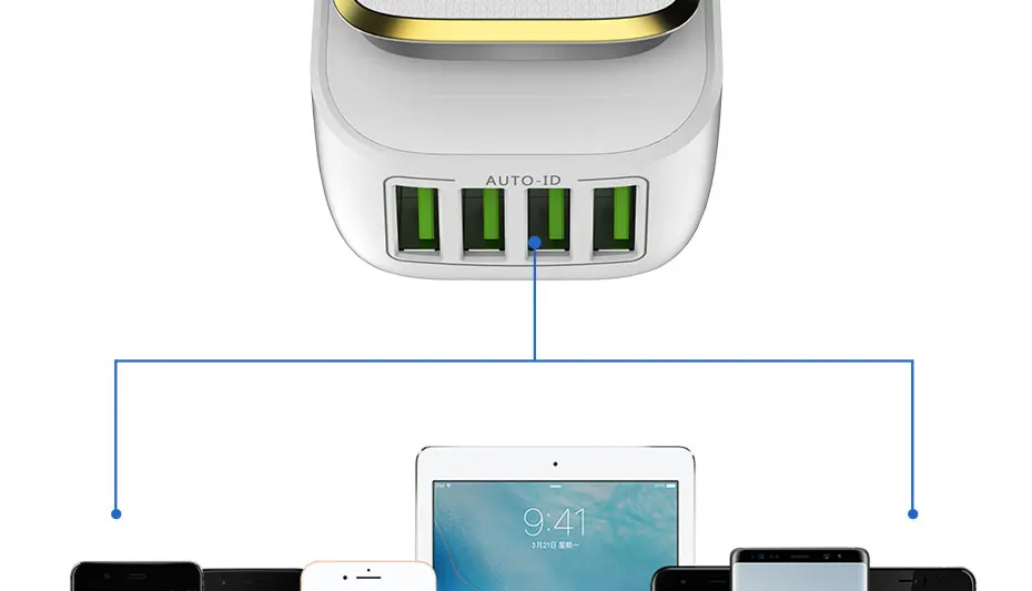 TOPK L-power 22 Вт 4.4A(макс.) USB зарядное устройство для iPhone 8X7 6 светодиодный светильник Smart Auto-ID USB настенное зарядное устройство для мобильного телефона EU/US/UK