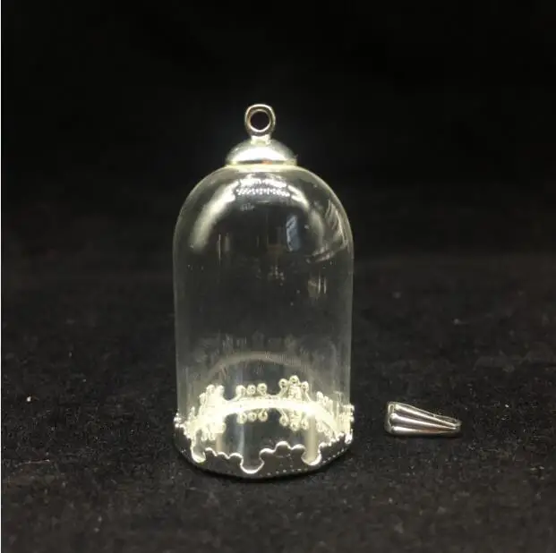 Трубчатый стеклянный глобус 5 компл./лот 30*20 мм с серебряной короной базовый лоток