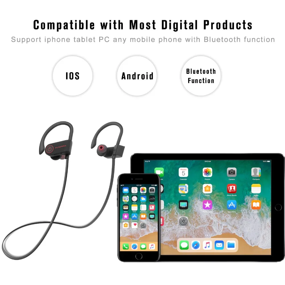 Reserwa Headphons Bluetooth наушники для телефона Спортивная гарнитура с Bluetooth наушник Hands-Free Ушные крючки Беспроводной стерео бас музыкальные наушники с микрофоном