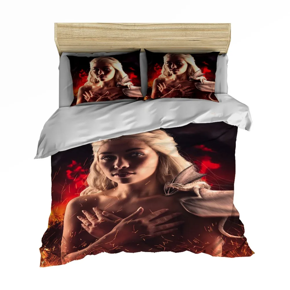 Movies Bedding Set 3D Print Daenerys Targaryen Duvet Cover Set Twin Full Queen King Size Bed Linen Set Pillowcase Bedclothes