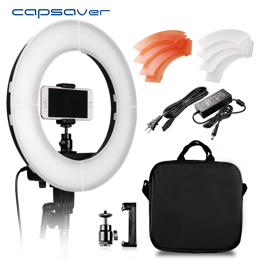 Capsaver RL12 светодиодный светильник-кольцо, светильник для фотосъемки, круглый светильник с регулируемой яркостью 5500K CRI90, камера, фото студия, телефон, видео Лампа для Youtube