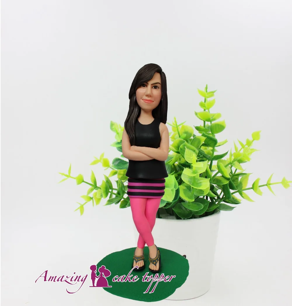 

2019 AMAZING CAKE TOPPER Toys Confident girl birthday present And Groom Gifts Ideas Customized Figurine Valentine's Day