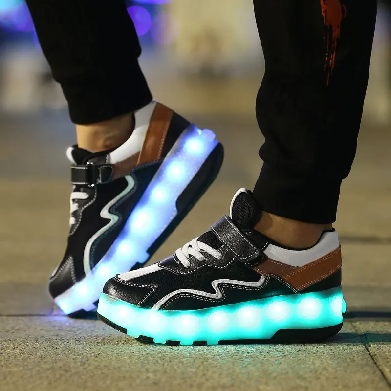 2019 Детские светящиеся кроссовки детская обувь на роликах со светодиодной