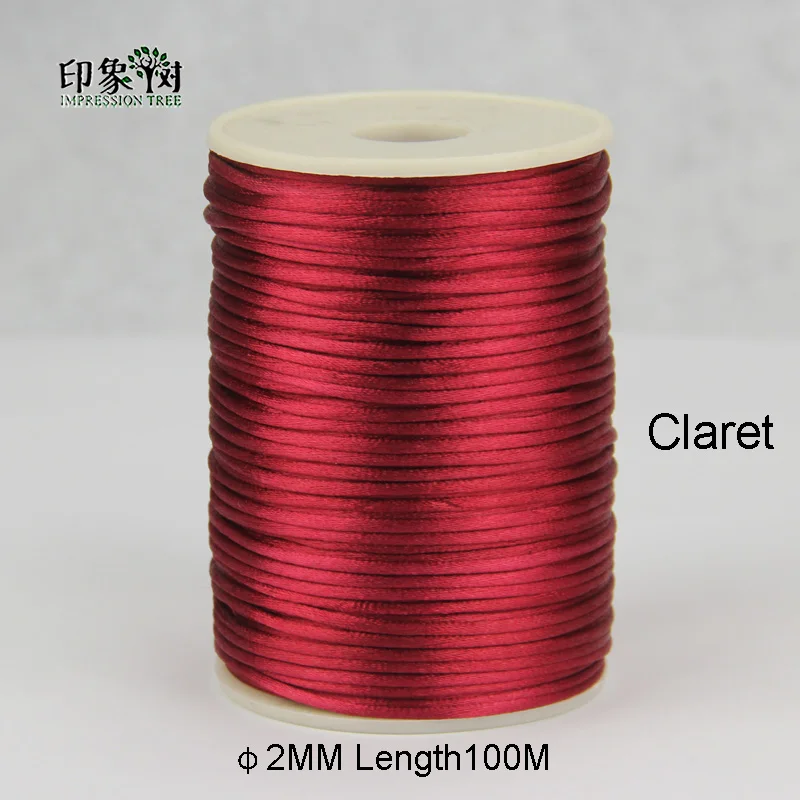 Claret 100 м/рулон 2 мм нейлоновая нить китайский узел макраме браслет Плетеный шнурок DIY кисточки вышивка бисером Изготовление ювелирных изделий нить 484 - Цвет: Claret