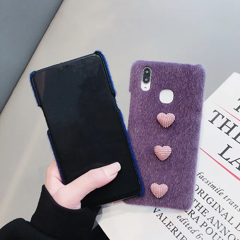 Любящее сердце с конским волосом чехол зима ткань телефон для IPhone 6 6S 7 8 plus X XR XSMAX