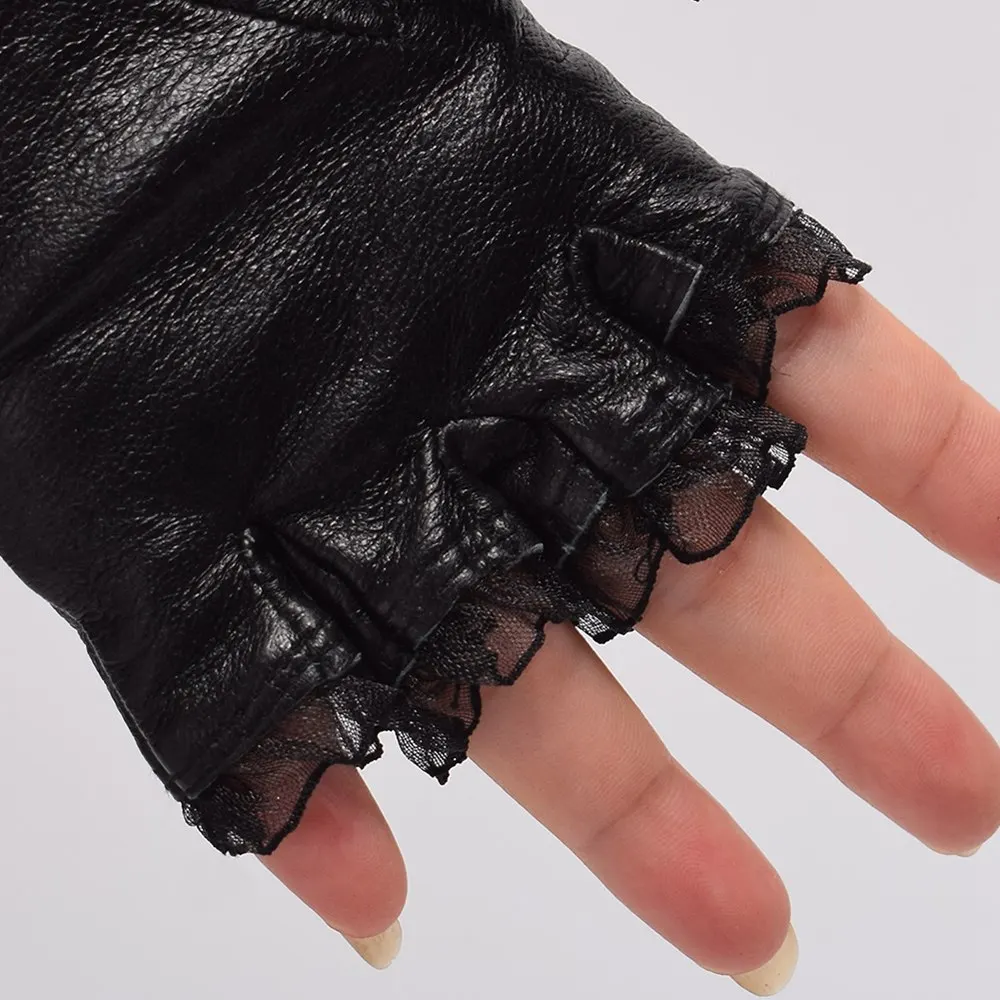 

Black PU Lace-up Bow Gloves Vintage Lolita Steampunk Accessories