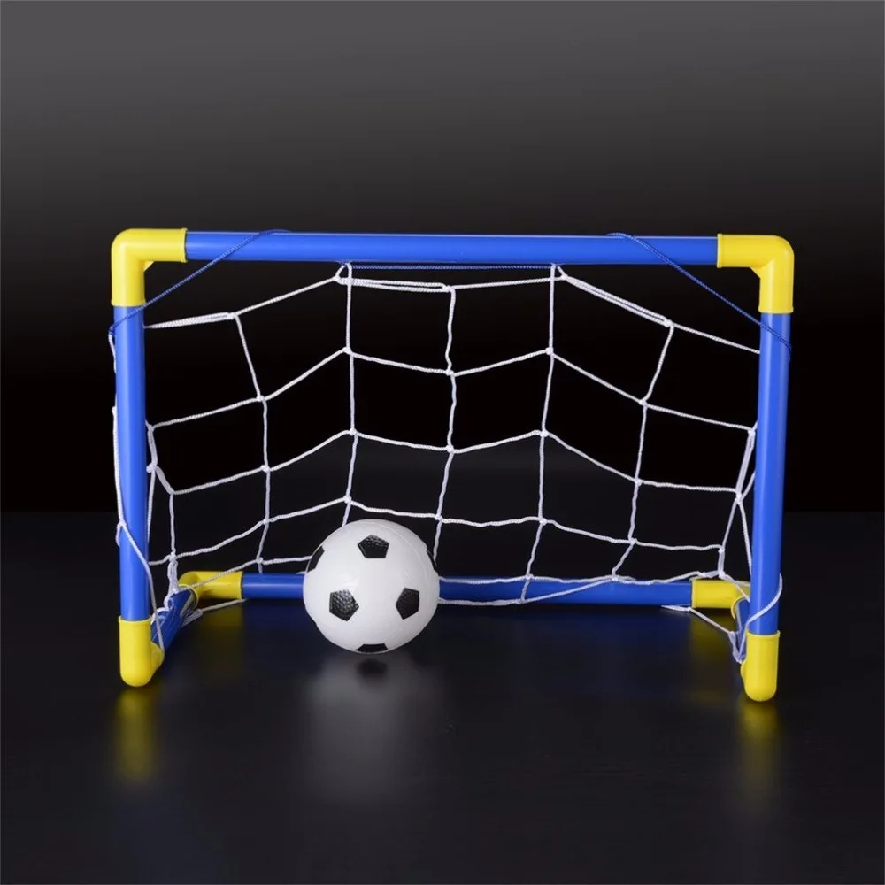 Складной мини футбольный комплект с сеткой для гол и столбов насосом детские
