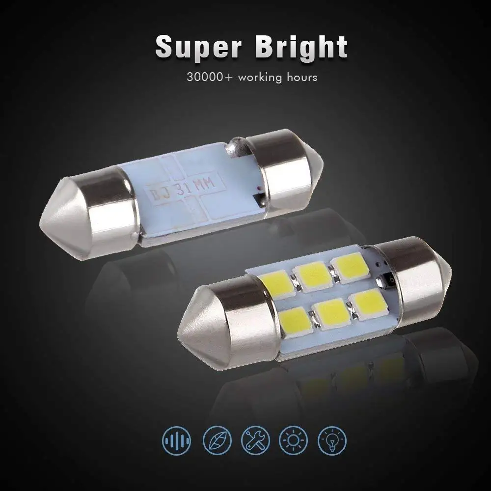 10 шт. гирлянда 5050 6SMD 31/36/39 мм/41 мм автомобиля светодиодный светильник 24V12V белого