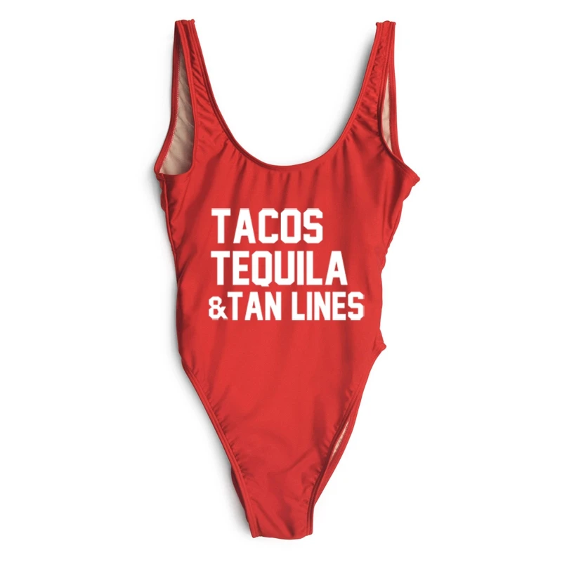 TACOS TEQUILA & TAN Line Цельный купальник пляжный женский сексуальный боди большого