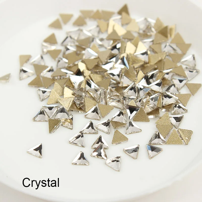 Crystal 3mm Новинка! Стразы для ногтей, 5 мм, треугольные, плоские с оборота, кристаллы, 30/100 шт, для украшения ногтей своими руками - Цвет: Crystal 3mm
