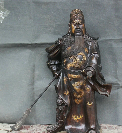 SCY оптовая продажа фабрики 28 &quotбольшой китайский Бронзовый Стенд Guan Gong Yu Warroir Бог