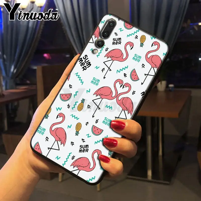 Yinuoda цветной Фламинго Красная Птица ТПУ мягкий силиконовый черный чехол для