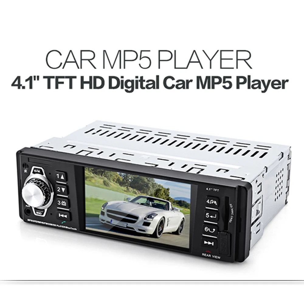 1 Din автомобильный MP5 плеер 4 &quotHD дисплей Автомобильный видео радио аудио с FM USB SD AUX