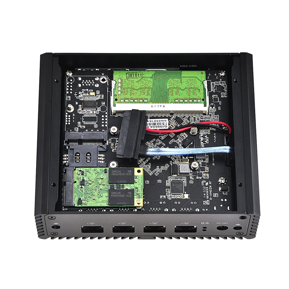 Qotom Mini PC Q190G4N с 4 портами Gigabit lan для создания роутера, безвентиляторный четырехъядерный мини-ПК Bay Trail j1900 2,42 ГГц