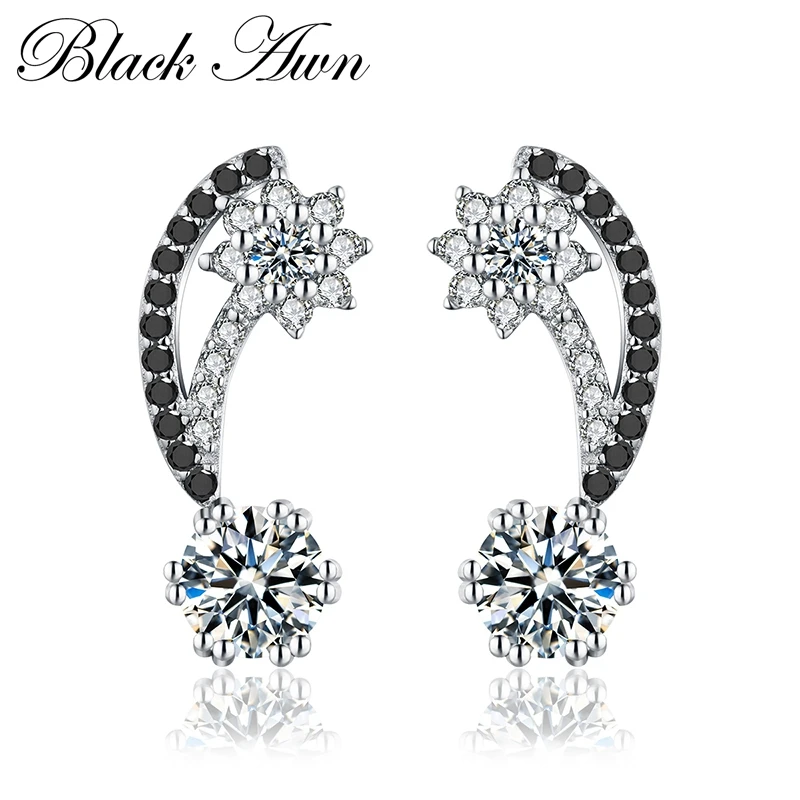 Женские Неоготические серьги-гвоздики BLACK AWN ювелирные изделия из стерлингового