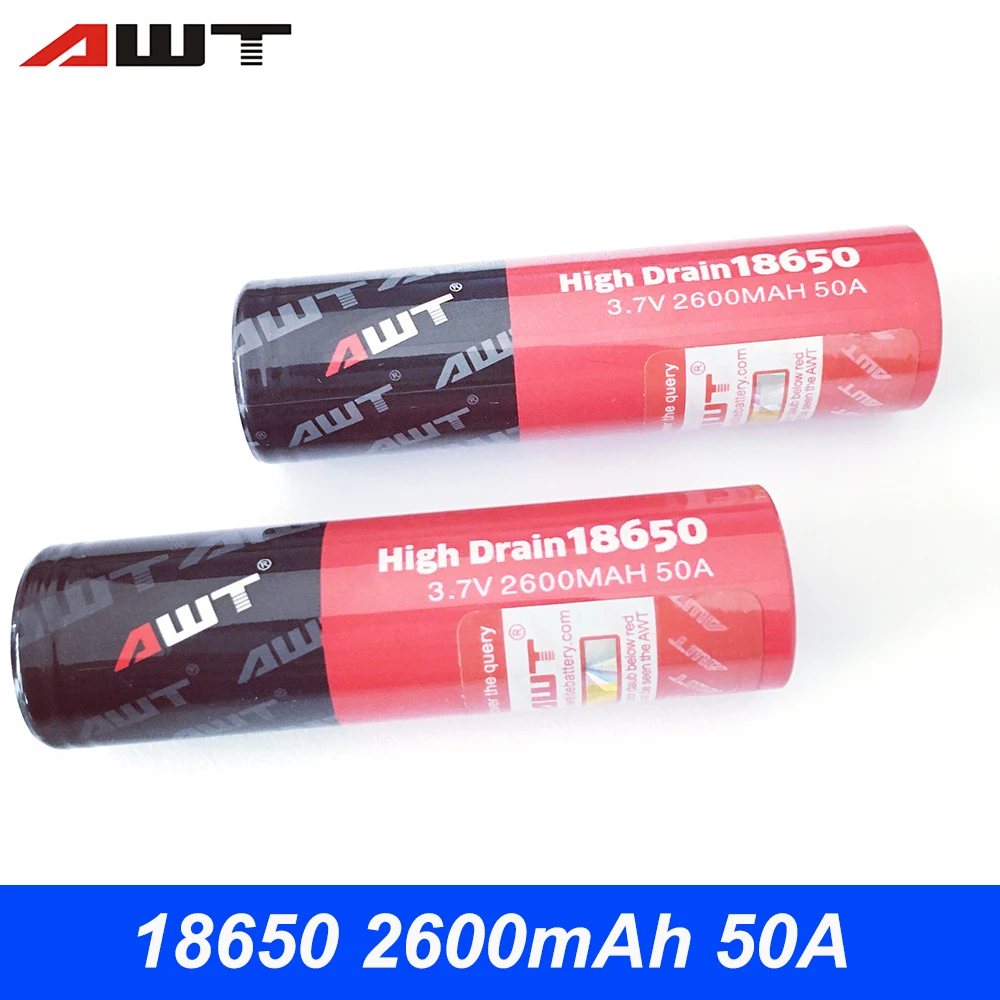 AWT батарея 18650 50A 2600mAh Vape литий ионная для Vogd Innokin Teslacigs HCIGAR Joyetech Cuboid PRO SMOK T006|battery