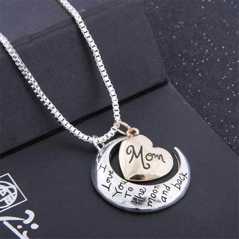 Ожерелье с подвеской I Love You To The Moon And Back двухцветное Золотое и серебряное ожерелье