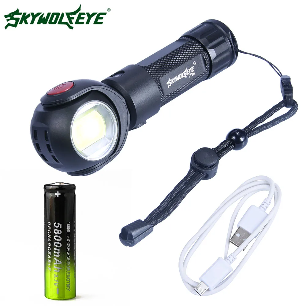 Flashlight 18650 7 режимов COB рабочий светильник T6 светодиодный фонарик Белый Красный походный светильник 6000 люменов светодиодный светильник 360 градусов складной фонарь с 18650/26650 - Испускаемый цвет: Flashlight 18650