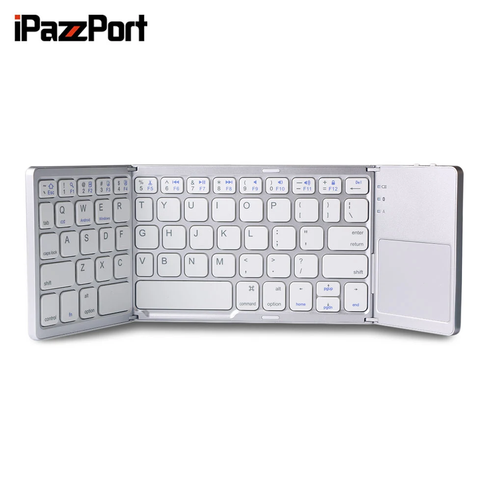 IPazzPort 75BT портативная складная беспроводная клавиатура из алюминиевого сплава
