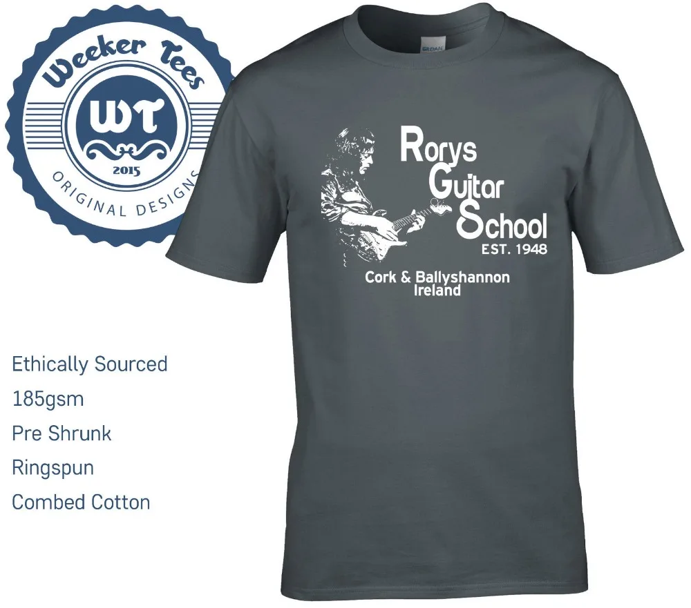 Новая футболка Rory Gallagher Tribute Rorys Guitar School бесплатная доставка Мужская Модная