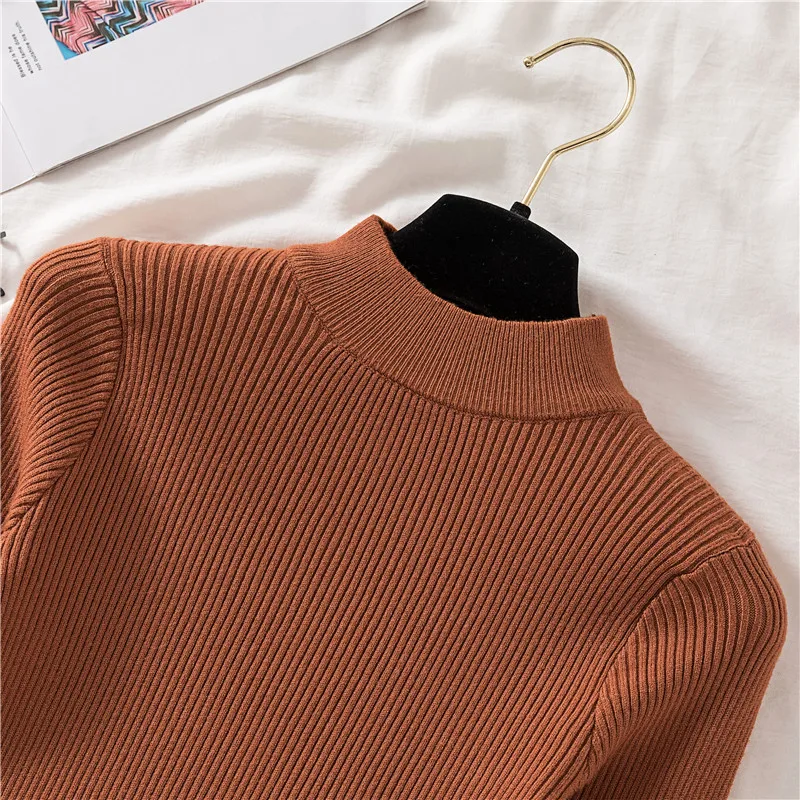 Осенне-зимний женский пуловер свитер вязаный эластичный Повседневный джемпер