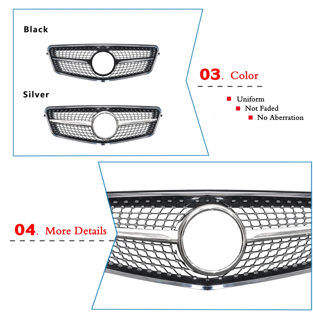 Для Mercedes Benz W212 Grill E CALSS Алмазная решетка E200 E260L E300L E350 E400 2009-2012