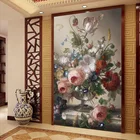Настенные обои по фото по индивидуальному заказу, 3D ваза, цветочная живопись маслом, Фреска для гостиной, фона для стен, 3 D Papel De Parede