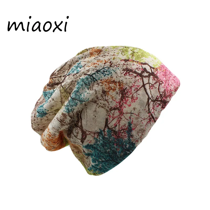 

miaoxi Fashion Women Spring Hat Brand Caps Scarf Two Used Casual Adult Autumn Floral Girl's Beanies Skullies Casual Bonnet