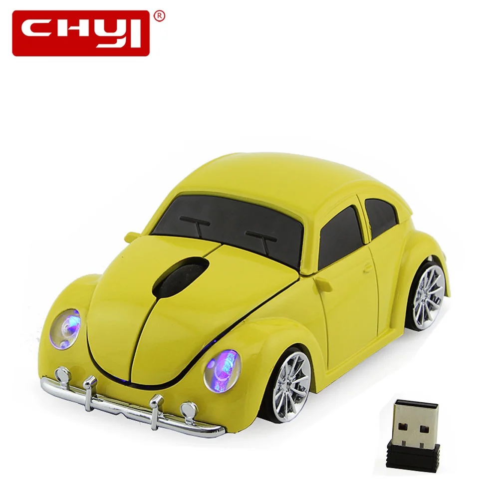 CHYI Автомобильная беспроводная мышь 1600DPI оптический компьютер VW Beetle 3D игровая для