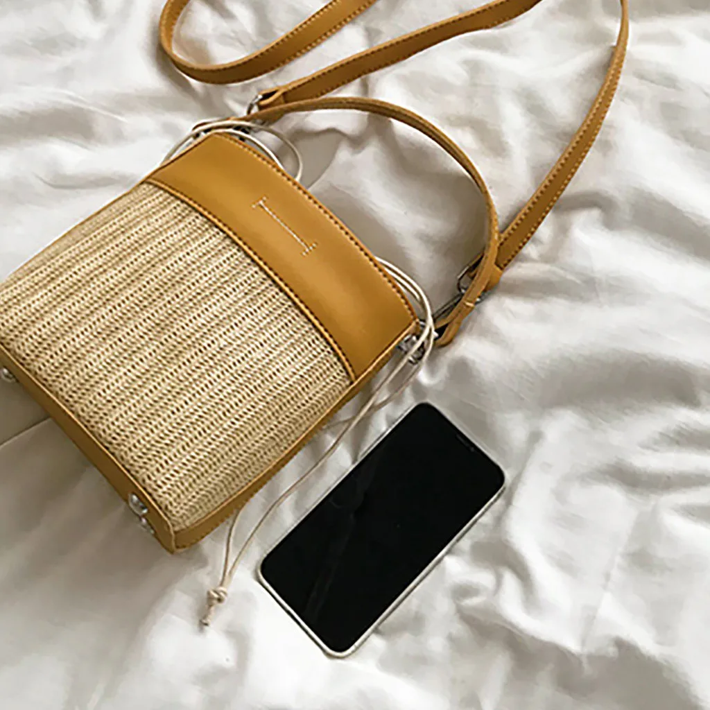 Модная тканая Повседневная пляжная сумка через плечо в стиле ретро на шнурке