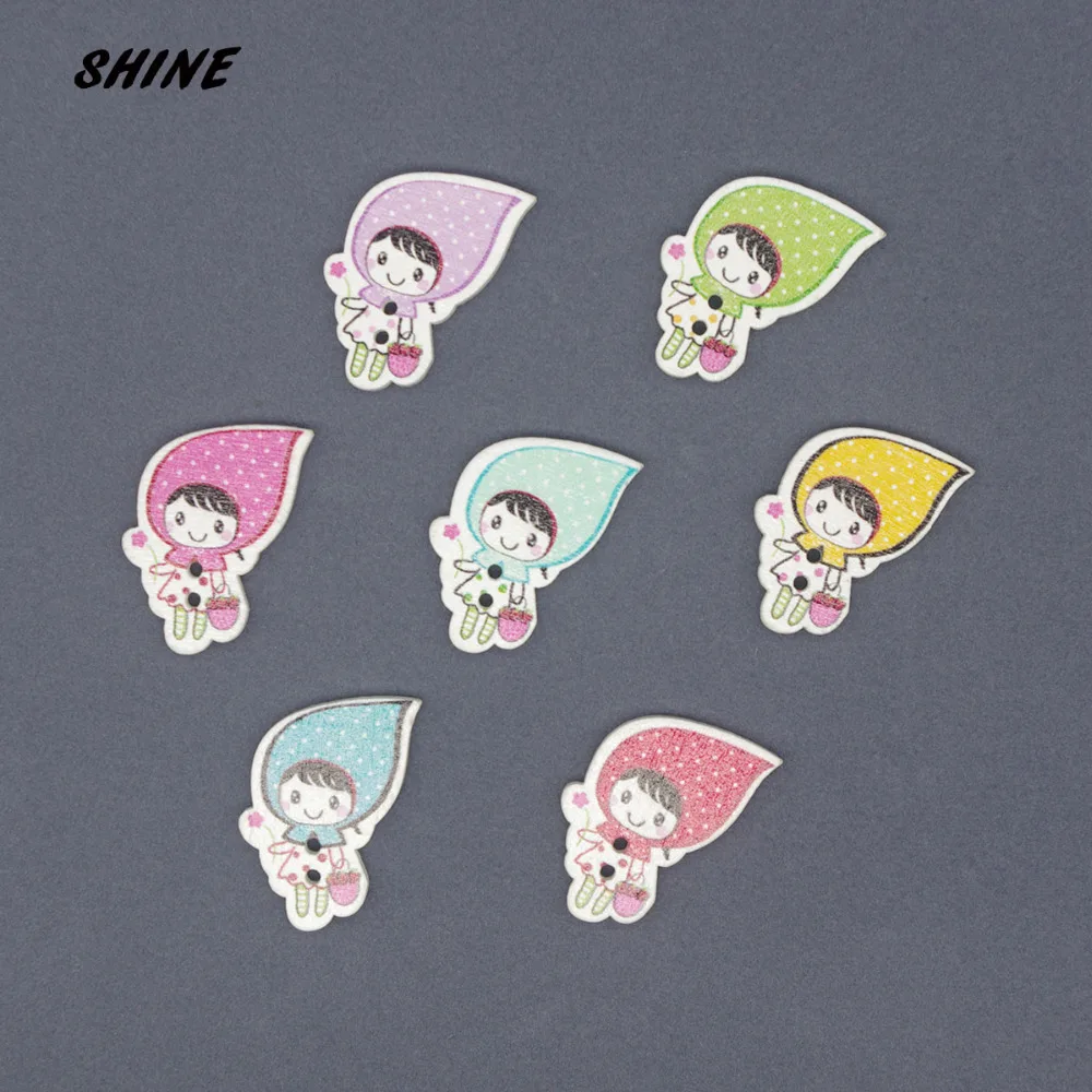 Блестящие деревянные швейные пуговицы для скрапбукинга девочек разные на два